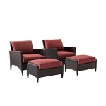 Kiawah 4Pc Outdoor Wicker Chair Set Sangria/Brown - 2 Armchairs & 2 Ottomans