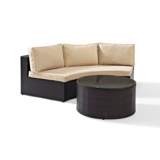 Catalina 2Pc Outdoor Wicker Sectional Set Sand