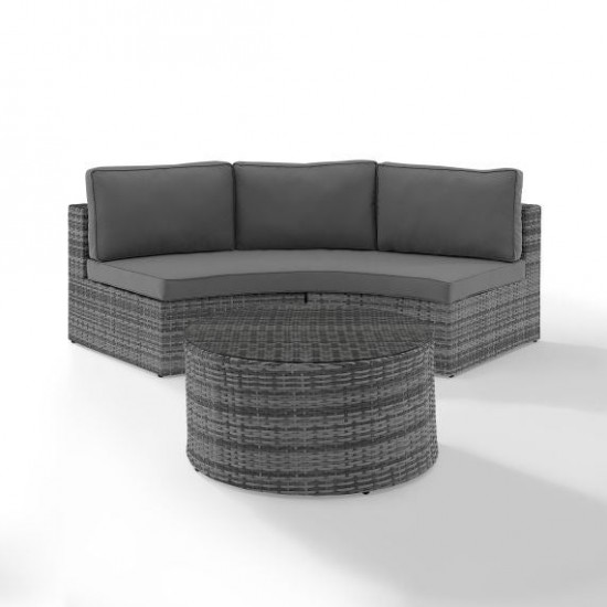 Catalina 2Pc Outdoor Wicker Sectional Set Gray