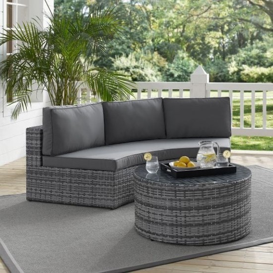 Catalina 2Pc Outdoor Wicker Sectional Set Gray