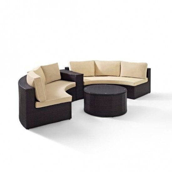 Catalina 4Pc Outdoor Wicker Sectional Set Sand