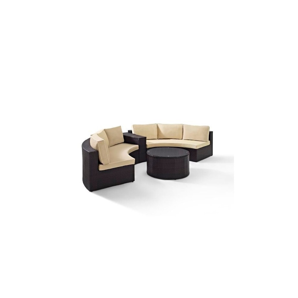 Catalina 4Pc Outdoor Wicker Sectional Set Sand