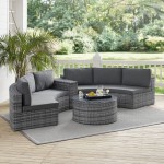 Catalina 4Pc Outdoor Wicker Sectional Set Gray