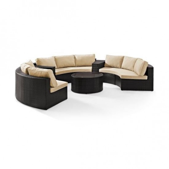 Catalina 6Pc Outdoor Wicker Sectional Set Sand