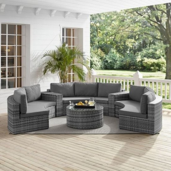 Catalina 6Pc Outdoor Wicker Sectional Set Gray