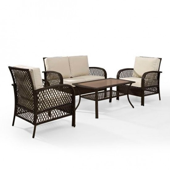 Tribeca 4Pc Outdoor Wicker Conversation Set Sand/Brown