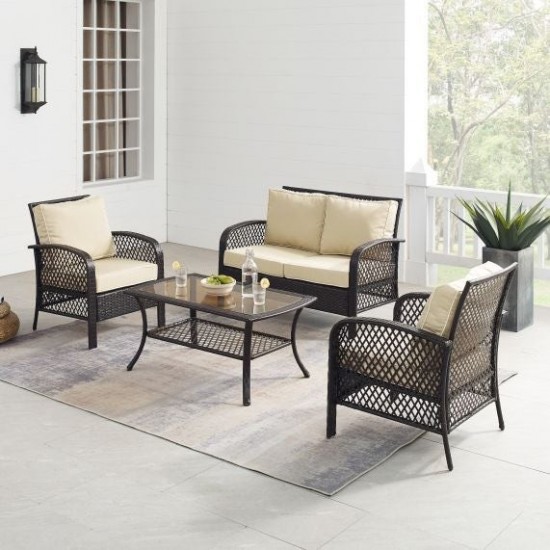 Tribeca 4Pc Outdoor Wicker Conversation Set Sand/Brown