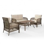 Tribeca 4Pc Outdoor Wicker Conversation Set Sand/Driftwood