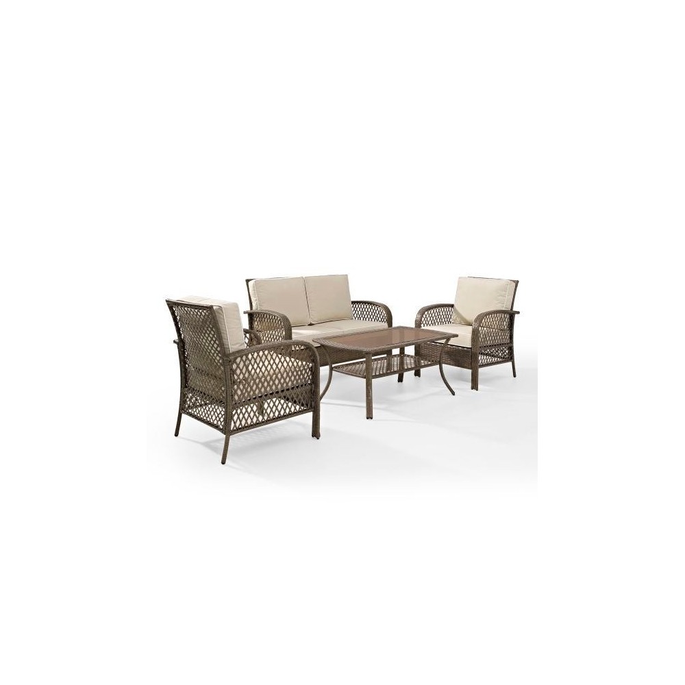 Tribeca 4Pc Outdoor Wicker Conversation Set Sand/Driftwood