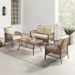 Tribeca 4Pc Outdoor Wicker Conversation Set Sand/Driftwood