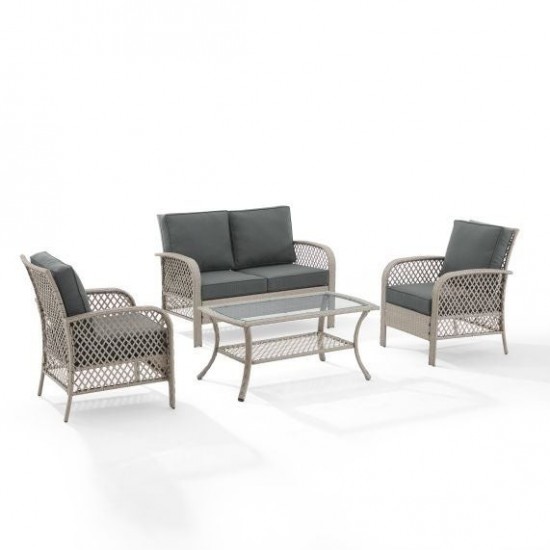 Tribeca 4Pc Outdoor Wicker Conversation Set Charcoal