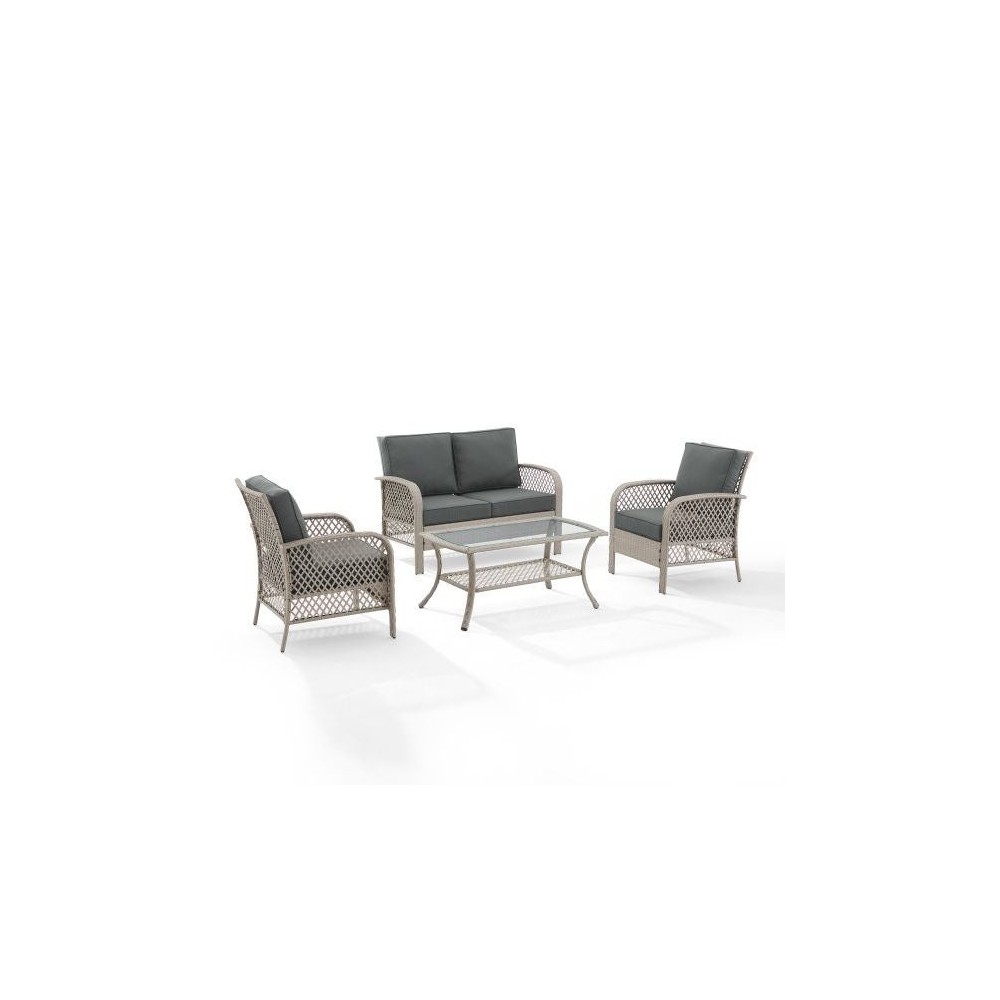 Tribeca 4Pc Outdoor Wicker Conversation Set Charcoal