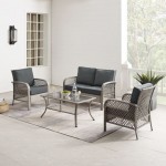 Tribeca 4Pc Outdoor Wicker Conversation Set Charcoal