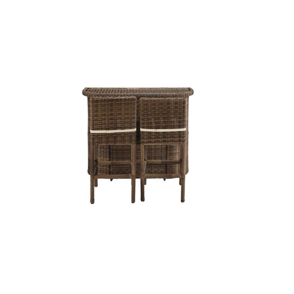 Bradenton 3Pc Outdoor Wicker Bar Set Sand/Weathered Brown - Bar & 2 Stools