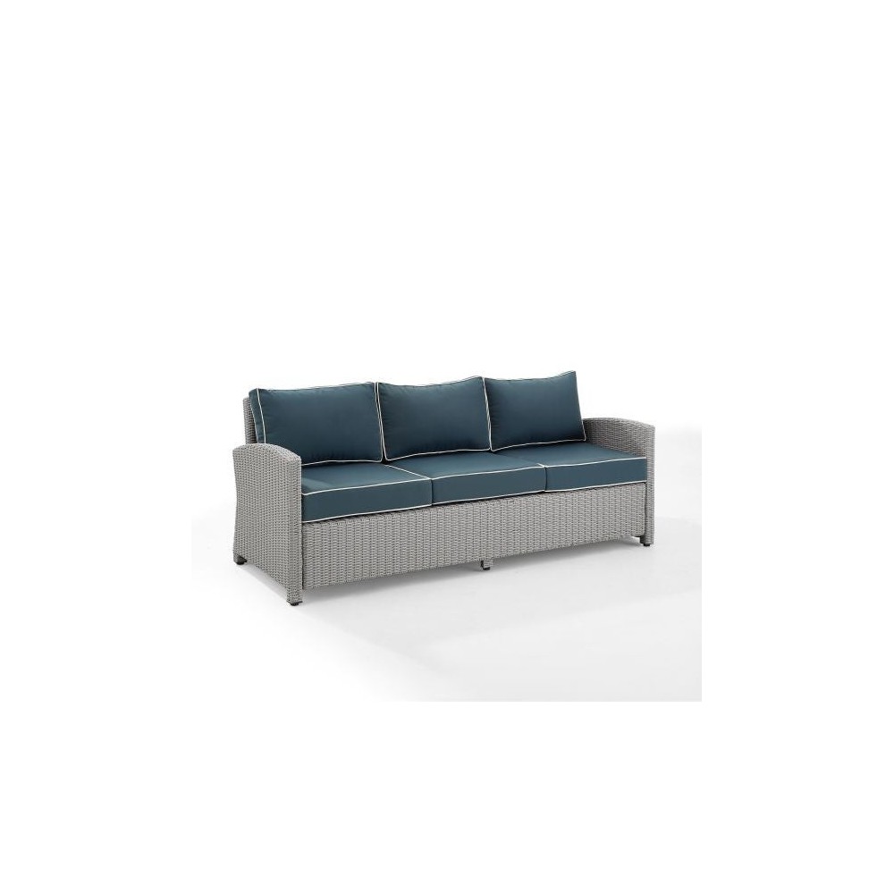 Bradenton Outdoor Wicker Sofa Navy/Gray