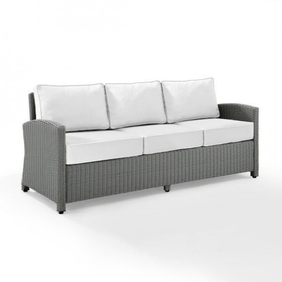 Bradenton Outdoor Wicker Sofa - Sunbrella White/Gray