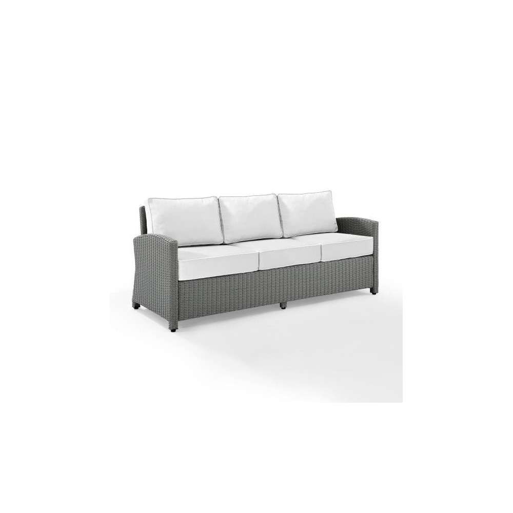 Bradenton Outdoor Wicker Sofa - Sunbrella White/Gray