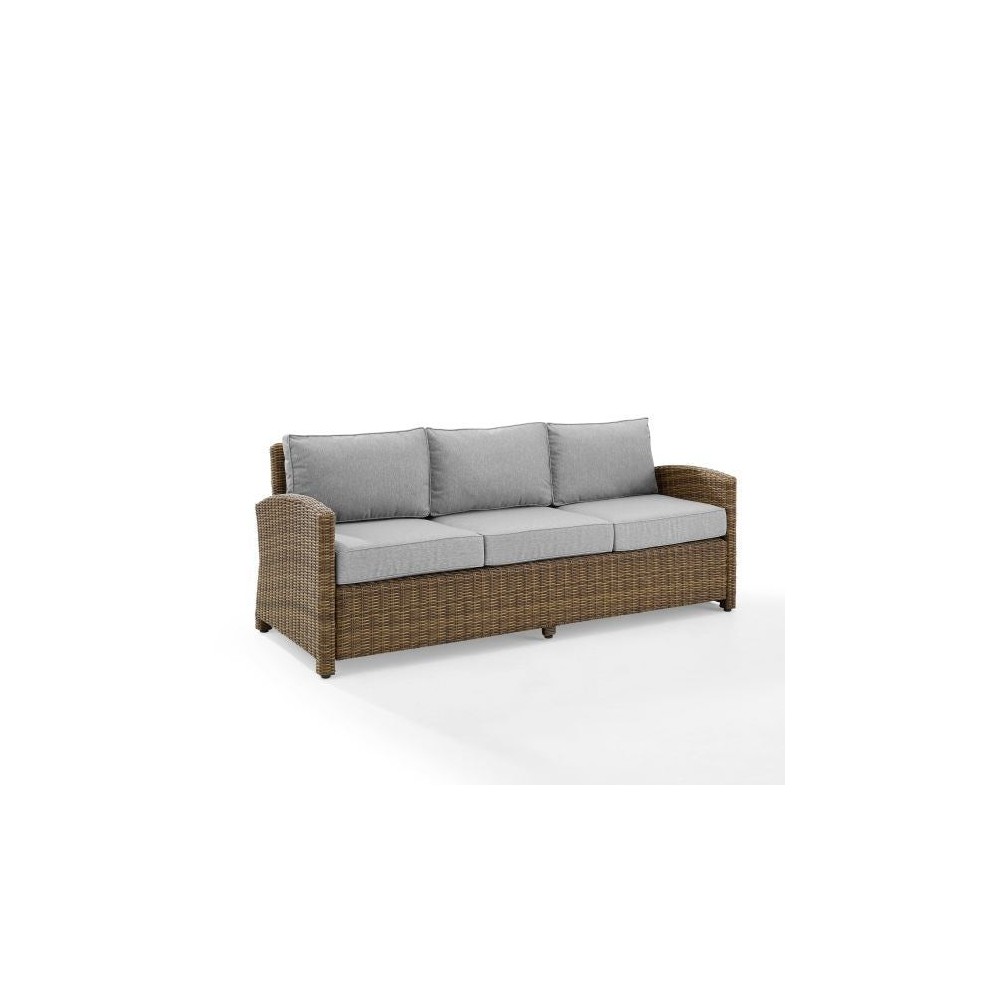Bradenton Outdoor Wicker Sofa Weathered Brown /Gray
