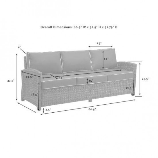 Bradenton Outdoor Wicker Sofa Sand/Weathered Brown