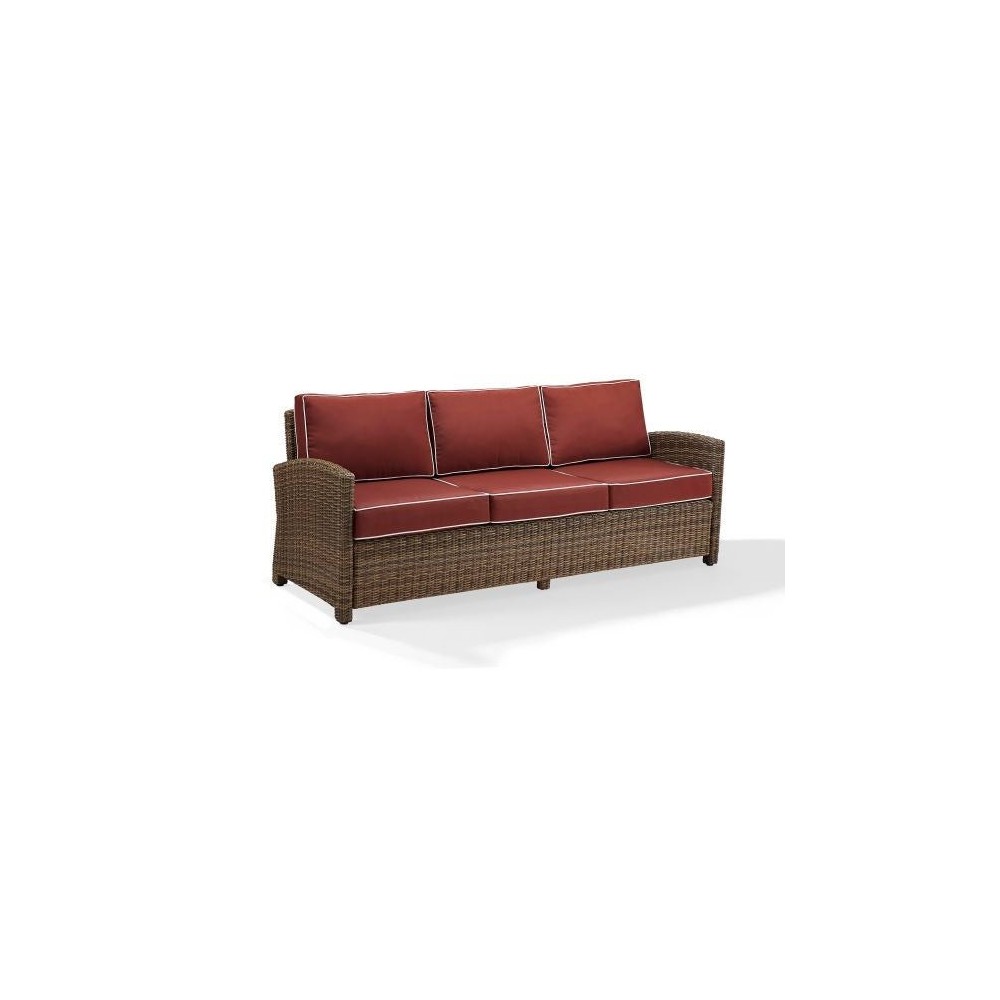 Bradenton Outdoor Wicker Sofa Sangria/Weathered Brown