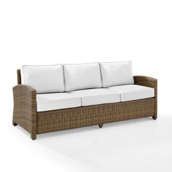 Bradenton Outdoor Wicker Sofa - Sunbrella White/Weathered Brown