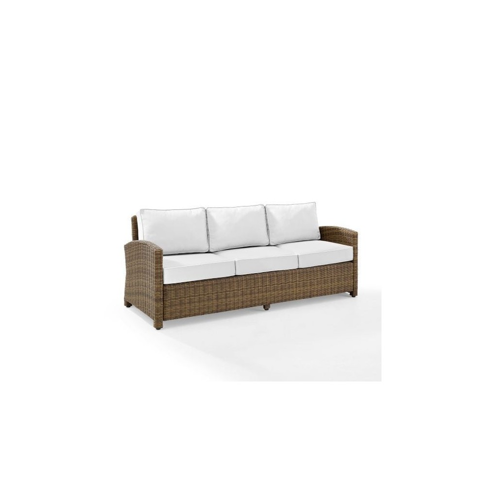 Bradenton Outdoor Wicker Sofa - Sunbrella White/Weathered Brown