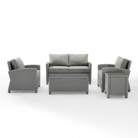 Bradenton 5Pc Outdoor Wicker Conversation Set Gray