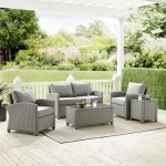 Bradenton 5Pc Outdoor Wicker Conversation Set Gray