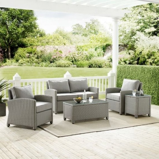 Bradenton 5Pc Outdoor Wicker Conversation Set Gray