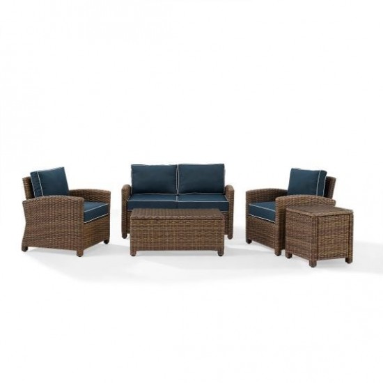 Bradenton 5Pc Outdoor Wicker Conversation Set Navy