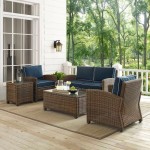 Bradenton 5Pc Outdoor Wicker Conversation Set Navy