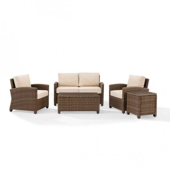 Bradenton 5Pc Outdoor Wicker Conversation Set Sand