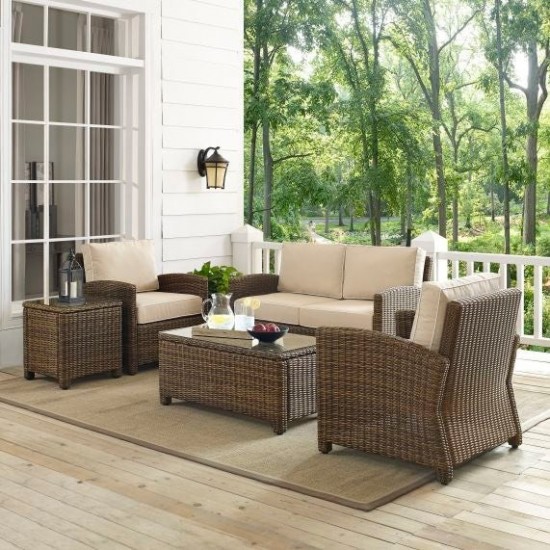 Bradenton 5Pc Outdoor Wicker Conversation Set Sand