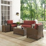 Bradenton 5Pc Outdoor Wicker Conversation Set Sangria