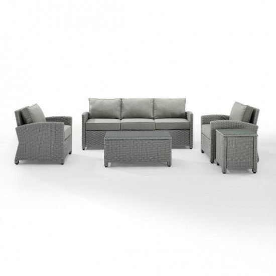 Bradenton 5Pc Outdoor Wicker Sofa Set Gray/Gray