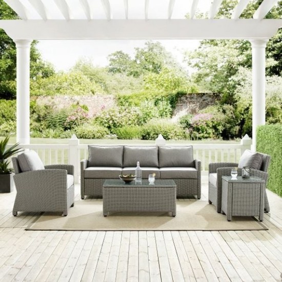 Bradenton 5Pc Outdoor Wicker Sofa Set Gray/Gray