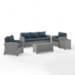 Bradenton 5Pc Outdoor Wicker Sofa Set Navy/Gray