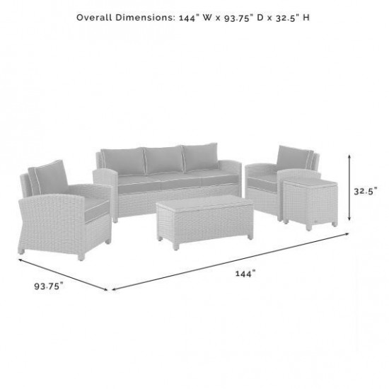 Bradenton 5Pc Outdoor Wicker Sofa Set Navy/Gray