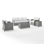 Bradenton 5Pc Outdoor Wicker Sofa Set - Sunbrella White/Gray