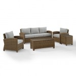Bradenton 5Pc Outdoor Wicker Sofa Set Gray/Weathered Brown