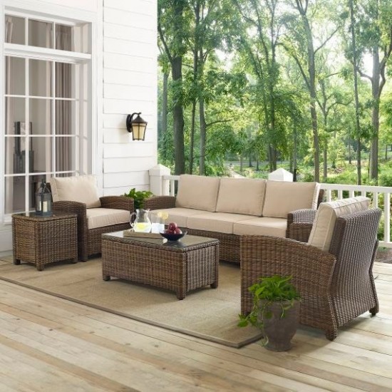 Bradenton 5Pc Outdoor Wicker Sofa Set Sand