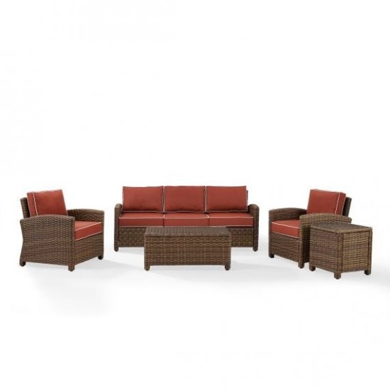 Bradenton 5Pc Outdoor Wicker Sofa Set Sangria