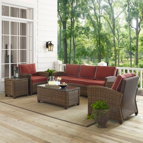 Bradenton 5Pc Outdoor Wicker Sofa Set Sangria