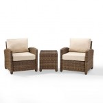 Bradenton 3Pc Outdoor Wicker Armchair Set Sand