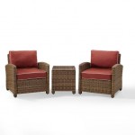 Bradenton 3Pc Outdoor Wicker Armchair Set Sangria