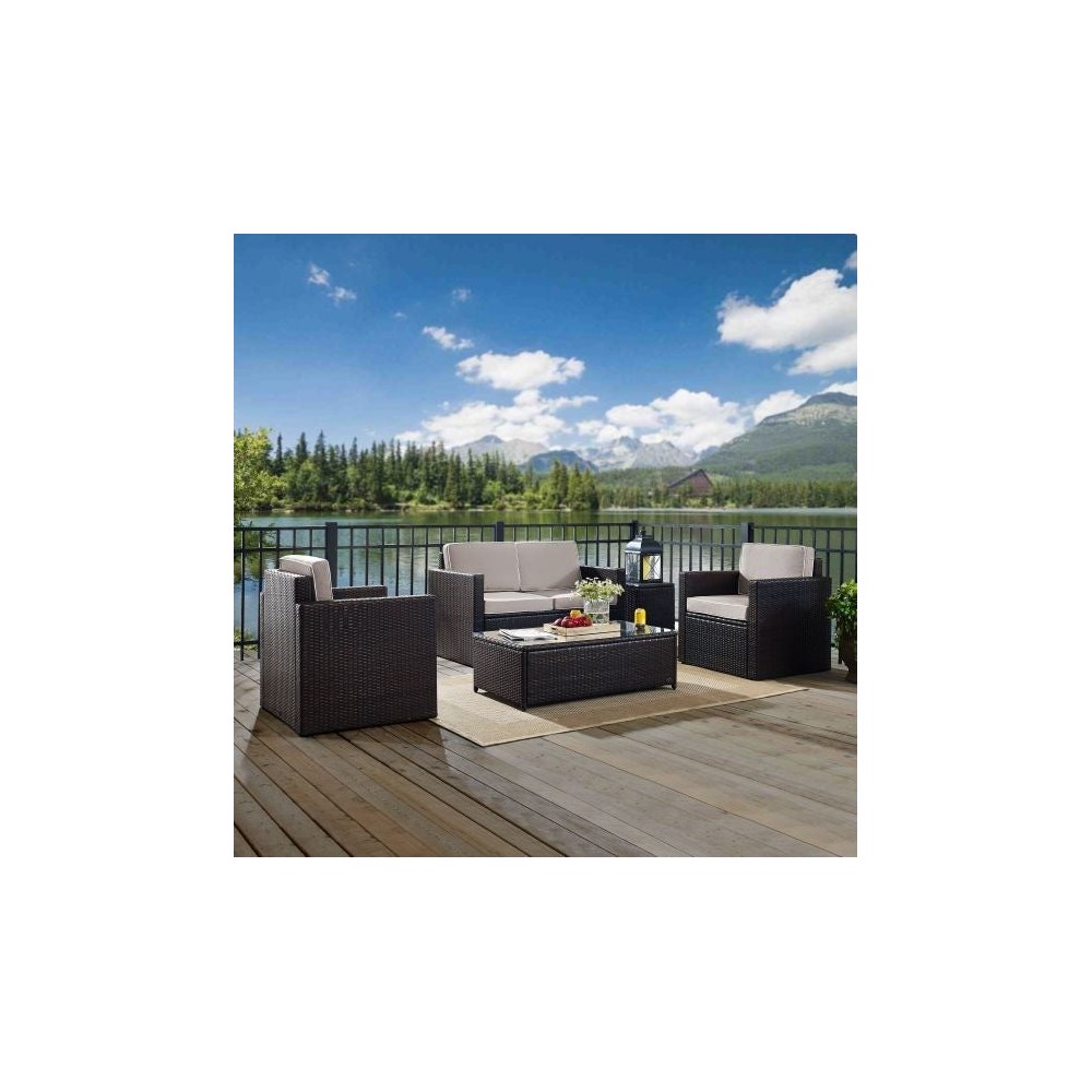 Palm Harbor 5Pc Outdoor Wicker Conversation Set Gray, KO70053BR-GY