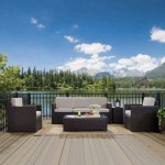 Palm Harbor 5Pc Outdoor Wicker Sofa Set Gray, KO70054BR-GY