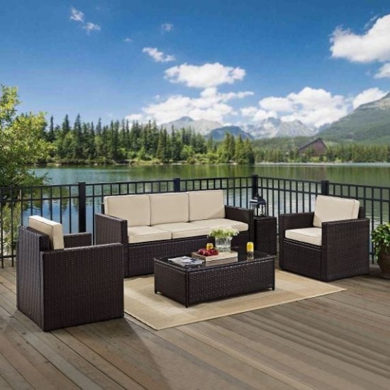 Palm Harbor 5Pc Outdoor Wicker Sofa Set Sand, KO70054BR-SA