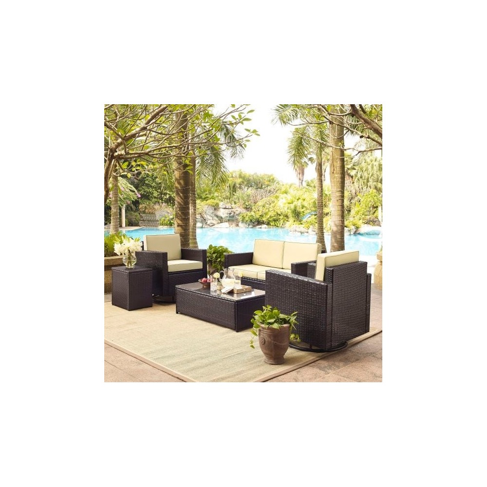 Palm Harbor 5Pc Outdoor Wicker Conversation Set Sand, KO70056BR-SA