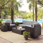 Palm Harbor 5Pc Outdoor Wicker Sofa Set Gray, KO70057BR-GY